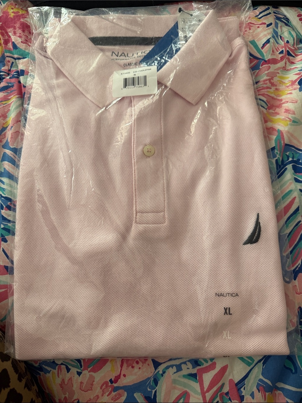 Nautica Men’s Polo Shirt in Light Pink with Sail Logo